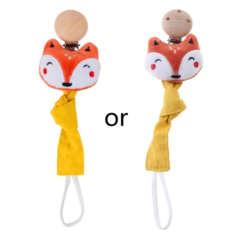 Animal Cotton Wooden Pacifier Clip for Baby Girl Boy Soother Chain Holder Babies Newborn Teething Toy Shower Gift