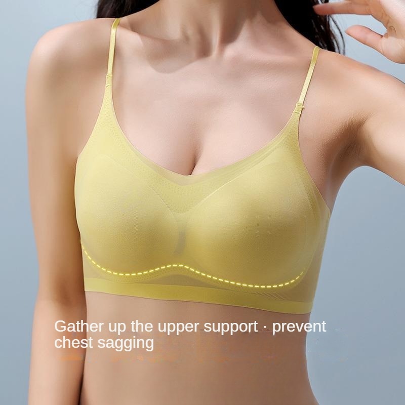 Ice Silk Seamless Ultra-thin Underwear Women's Thin Section Breathable Sling Beautiful Back Vest Big Chest Small Sleep Bra