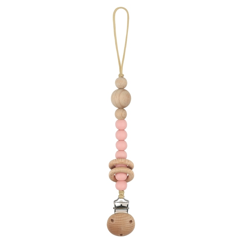 Infant Pacifier Chain Holder Nipple Chain Burp Cloth Clip Teething Beads