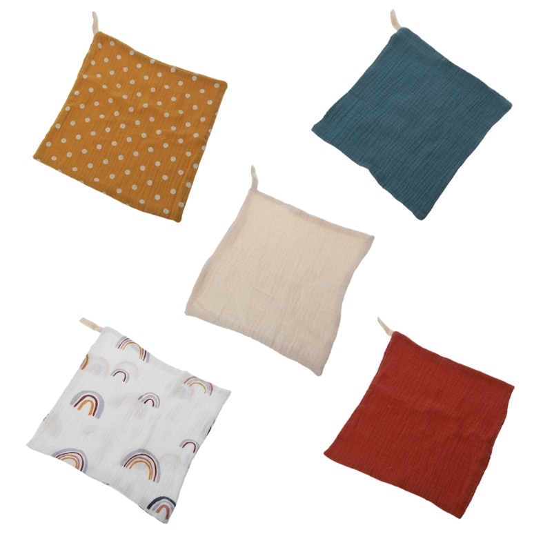 5 Pcs/Lot Baby Cotton Towels Muslin Cloth Hand Face Wipes Saliva Bib Handkerchie