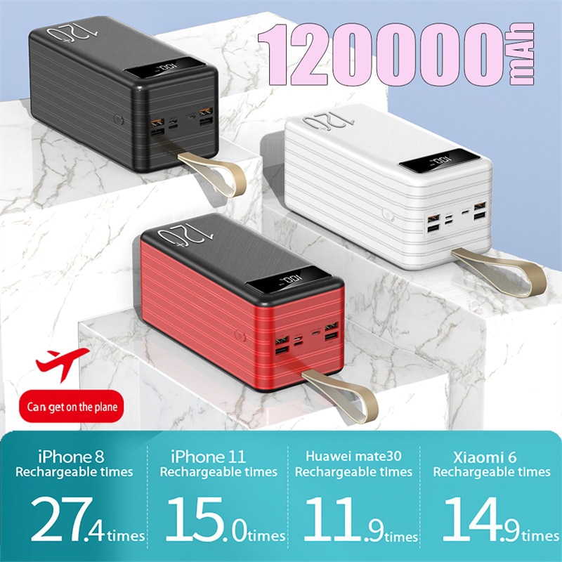 Free Shipping Power Bank 120000mAh Portable PD Fast Charge Portable Charger Powerbank External Battery for IPhone 14 13 12 Pro