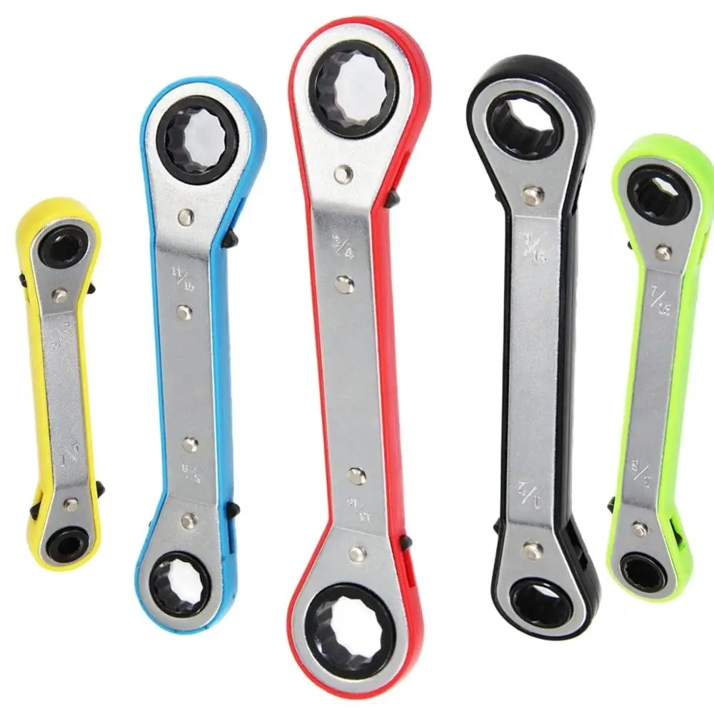 5 Pcs 8-27mm Chrome Vanadium Ring 2 Heads Ratchet Wrench Colors Reversible Ratchet Combination