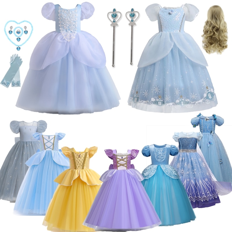 2023 Girl Princess Halloween Costumes Children Cartoon Cosplay Dress Kids Dress Up Fancy Clothes Girls Christmas Party Ball Gown