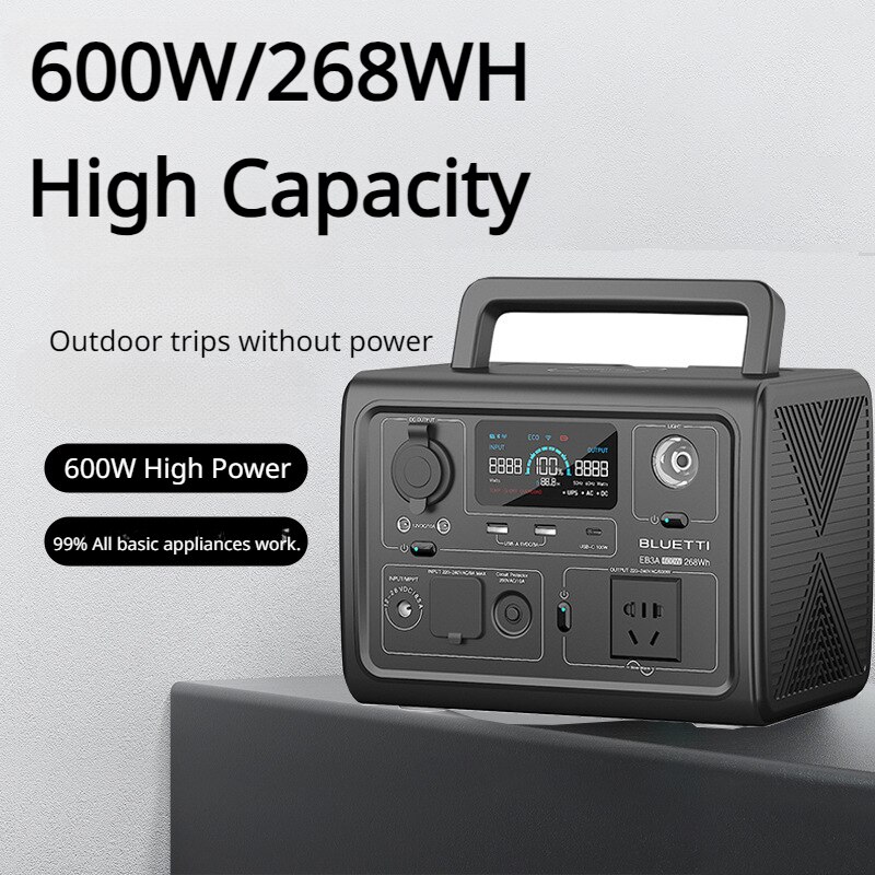 600W Solar Portable Power Station 268Wh LiFePO4 Battery Generator Power Failure Camping Fishing RV UPS 2,500 + Cycle