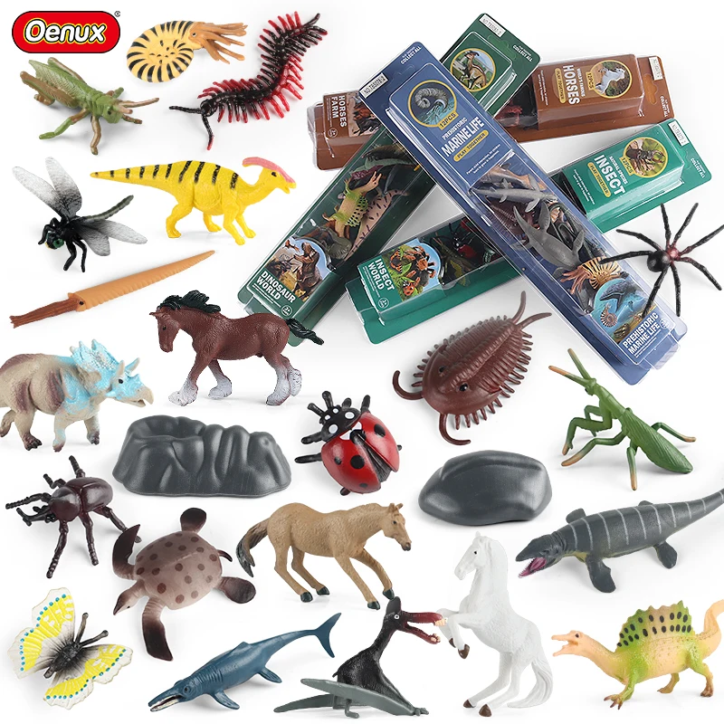 Oenux Simulation Insect Shark Nautiloidea T-REX Horse Animals Model Action Figures Cute Education