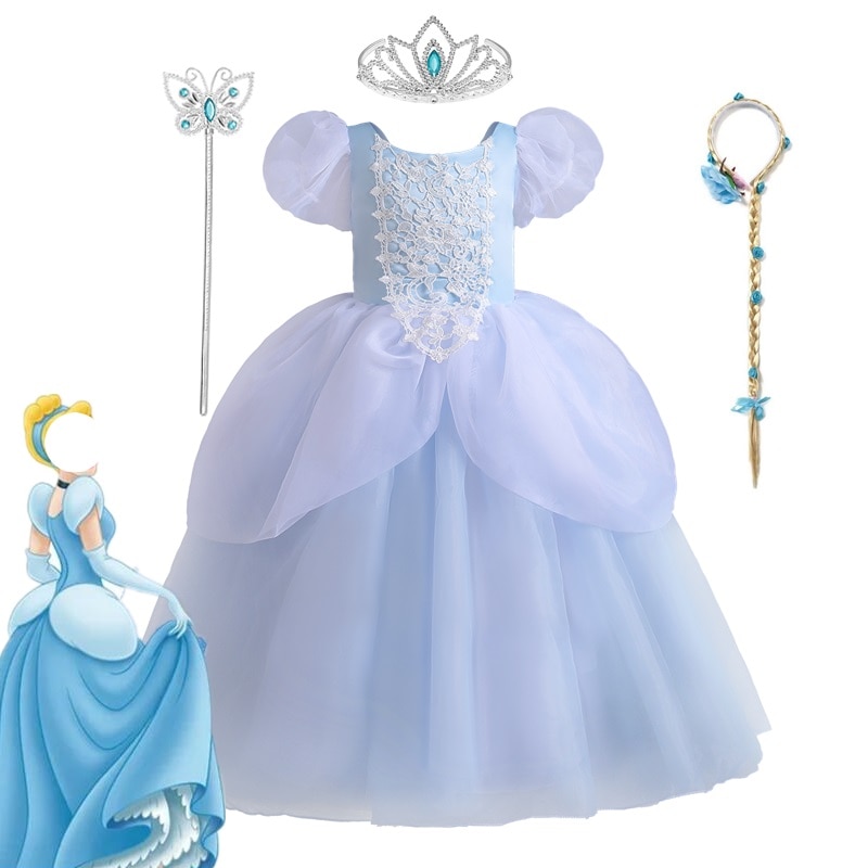 Children's Princess Dress Cinderella Halloween Vestidos Christmas Halloween Party Cosplay Girls Costume Kids Ball Gown