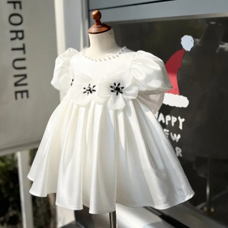 kawaii Princess Tutu Dress for Baby Girls Children Christenning White Dresses Toddler First Birthday Party Kid's Costume ba