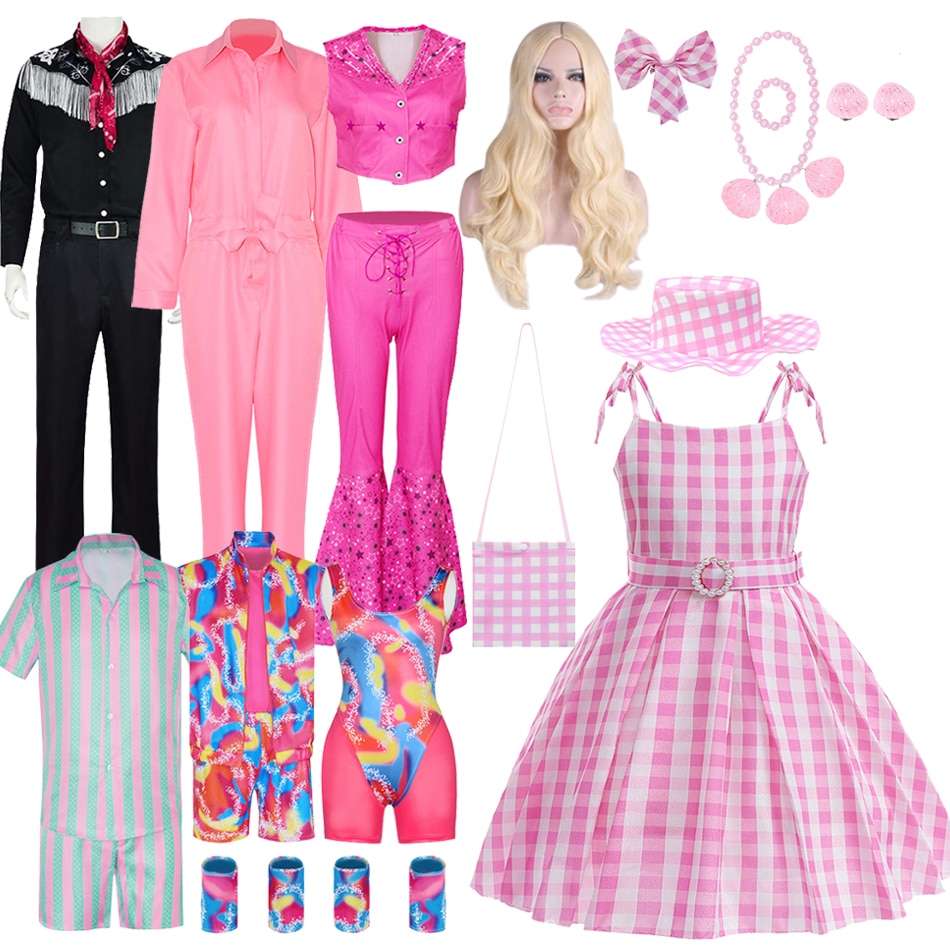 Hot Movie Barbi Girls Boys Costume Cosplay Clothes Children Pink Dress Halloween Carnival Kids Party Wear For 2-12 Years