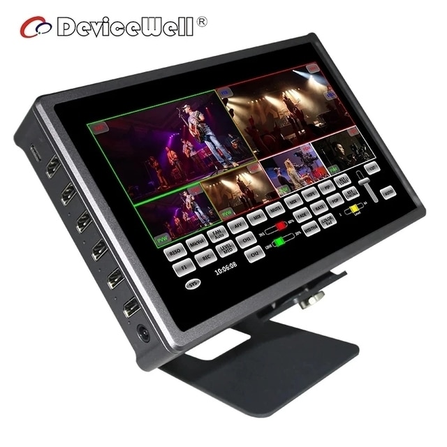 DeviceWell HDS8101 HDS7105S HDS8102 HDS7105P Super Mini Switcher 4 1 DP inputs Video Switcher for New Media Live TV vs BMPCC