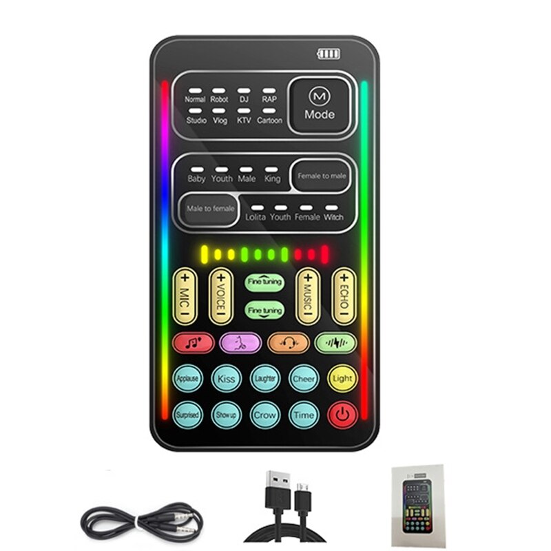Voice Changer Handheld Microphone Voice Changer Sound Effects Live Sound Cards E65C