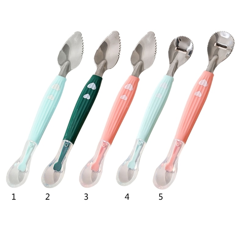 Toddler Food Feeding Spoon Fruit Puree Food Scraping Spoons Infant Cutlery Feeding Supplies Dishwasher Friendly Spoons