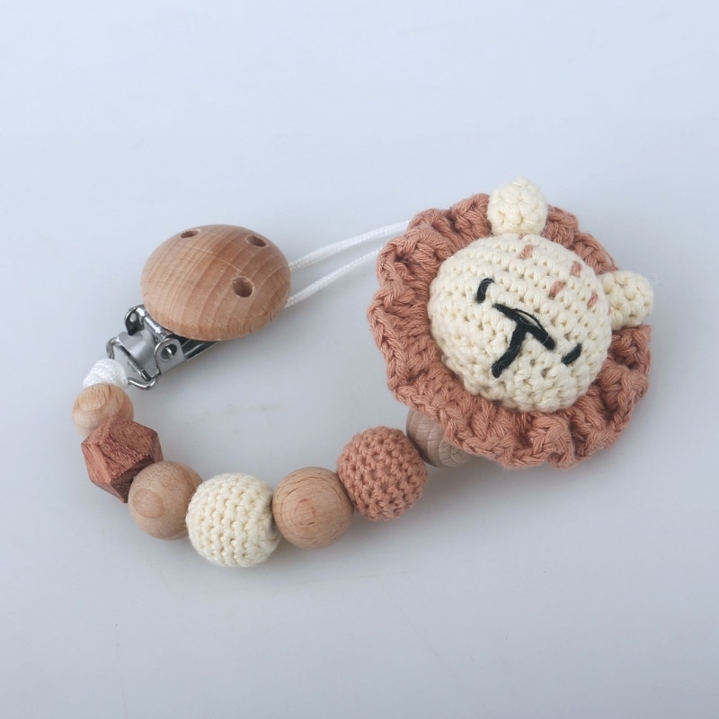 Pacifier Clip for Boy Girl Handmade Crochet Pacifier Chain Soother Holder Feeding Toy Cotton Shower Birthday Gift