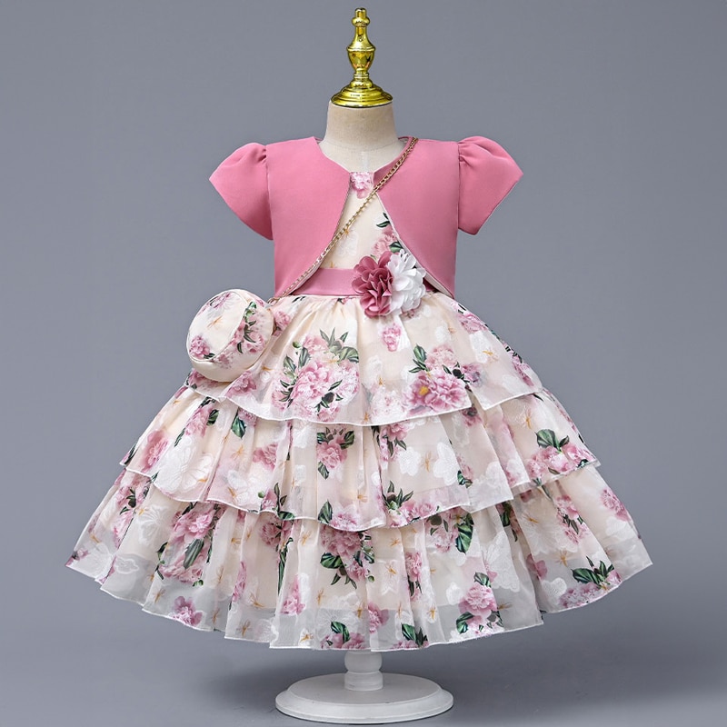 Elegant Wedding Party Dress for Flower Girls Kids Princess Short Evening Gowns Children Eid Luxury Princess Pageant Dresses Blue