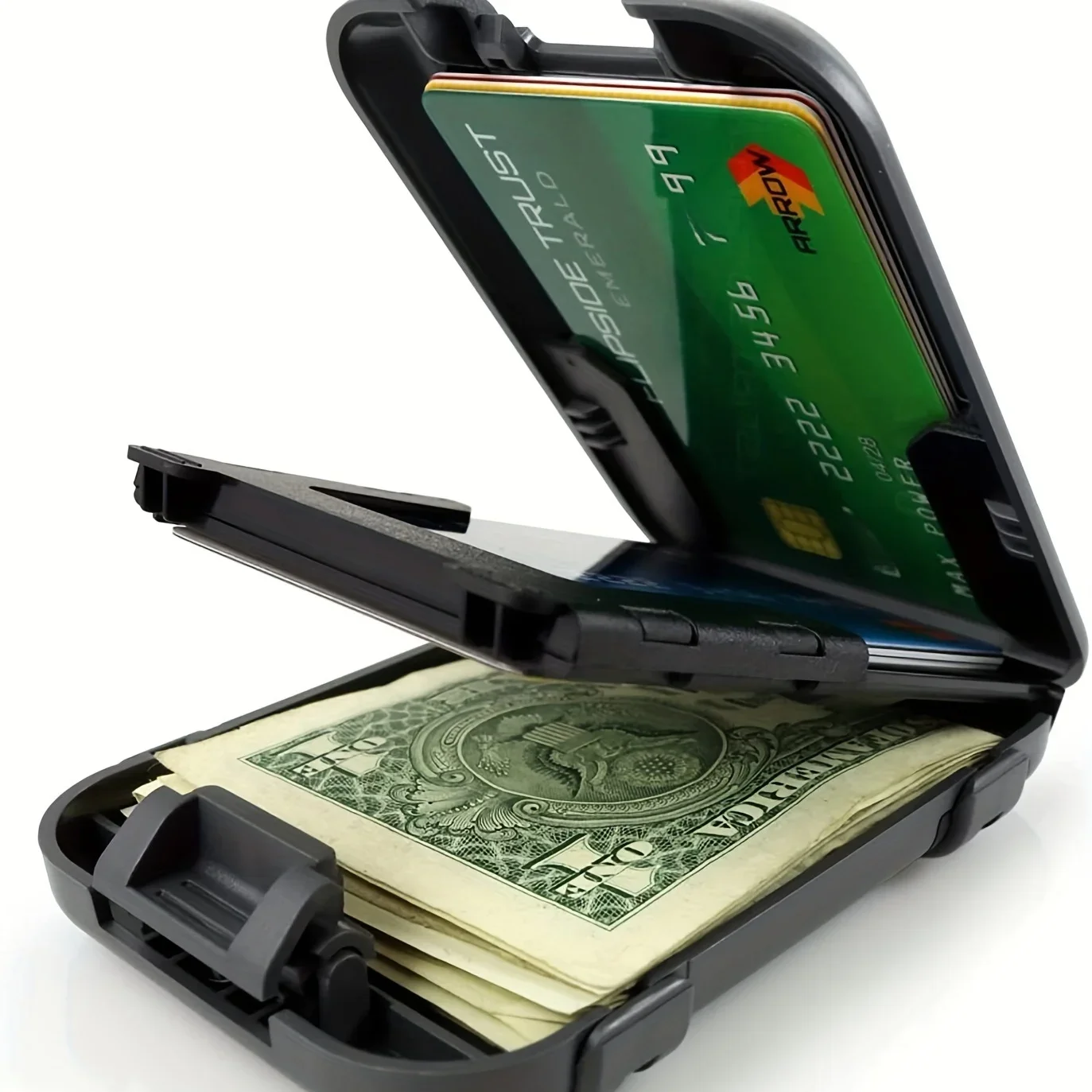 metal wallet wallet, RFID block minimalist wallet men's ultra thin aluminum clip pocket cash credit