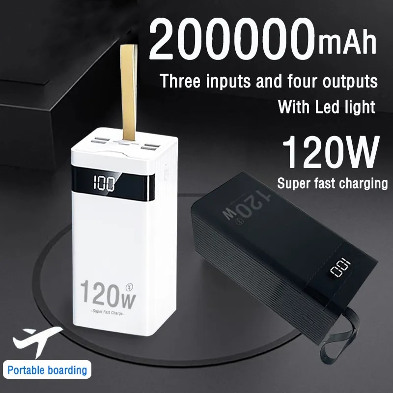 Free ShippingFree Shipping Mobile Power Supply 200Ah, Large Capacity, 120W Ultra Fast Charging Intelligent Digital Display Scree