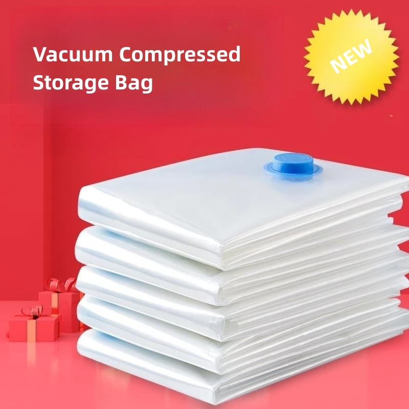3-5PCS Vacuum Bag and Pump Cover for Clothes Storing Large Plastic Compression Empty Bag Travel