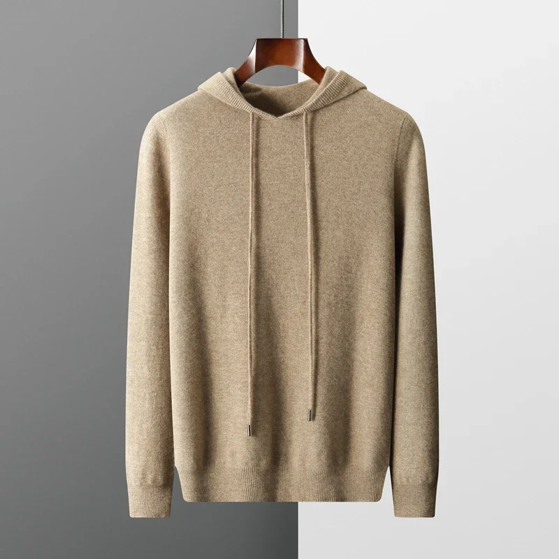 MVLYFLRT Men's One-piece ready-to-wear Hoodie 100% Merino Wool Knitted Sweatshirt Autumn Winter
