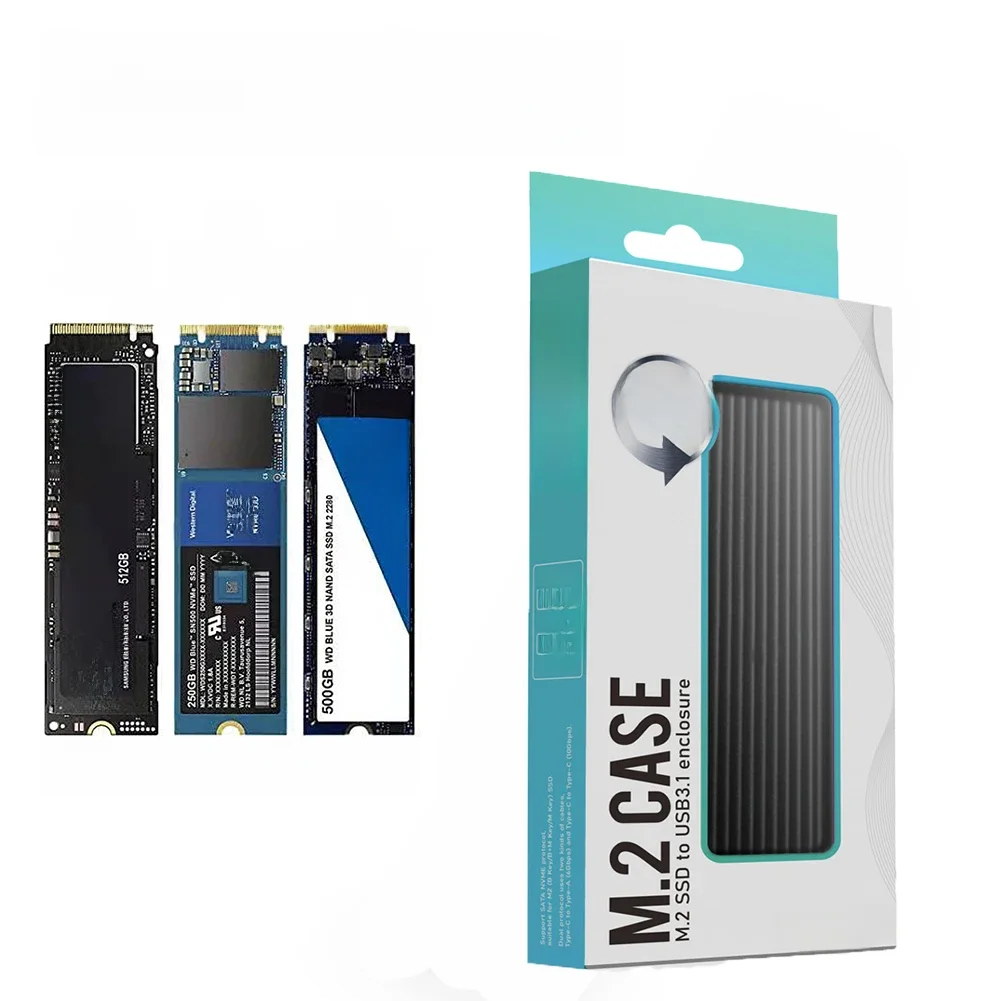 M.2 NVMe SATA SSD Enclosure Reader,10Gbps USB C 3.1 Gen2 NVMe External Enclosure Supports M key B&M