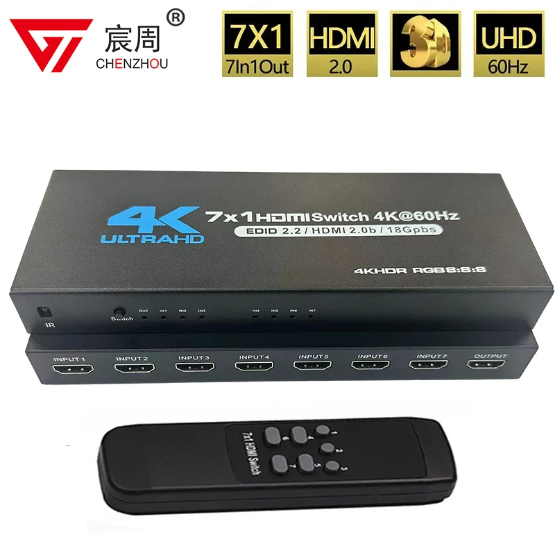 4K 60HZ HDMI Switch 7x1 4x1 3x1 HDMI 2.0 Switcher Audio Video Converter for PS3 PS4 XBOX DVD PC To