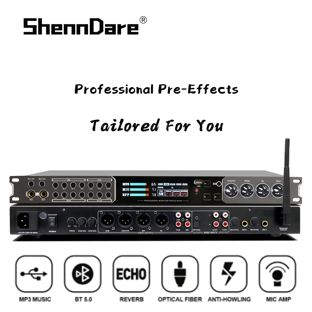 G500 Professional KTV Digital Pre-Stage Effector Karaoke Anti-Howling Pre-Effector Stage Performance Audio Pre-Stage Reverb