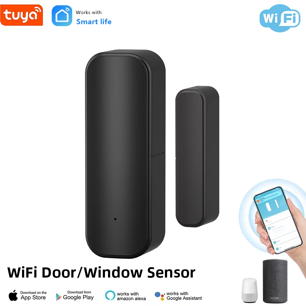 WiFi Door Open Closed Detectors Tuya Window Sensor with App Notification Alert Contact Sensor for