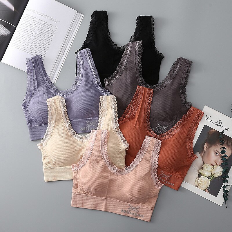 Lace Edging Black Sexy Bra Style Anti Fading Wrap Bra for Women