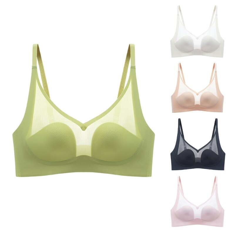Sexy Ice Silk Push Up Bra Bralette Thin Sleep Lingeries Seamless Underwear