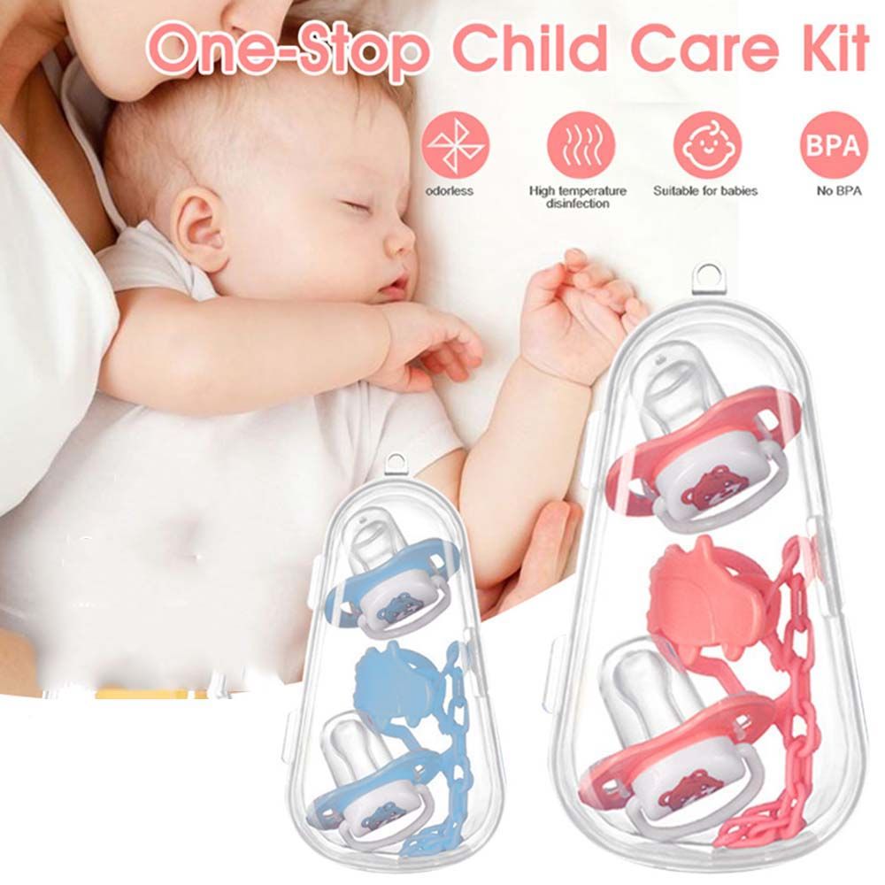 Silicone Baby Gift Flat round Head Newborn Cartoon Baby Pacifier Sleep Soother Set Infant Sleep Nipple Soother Nipples