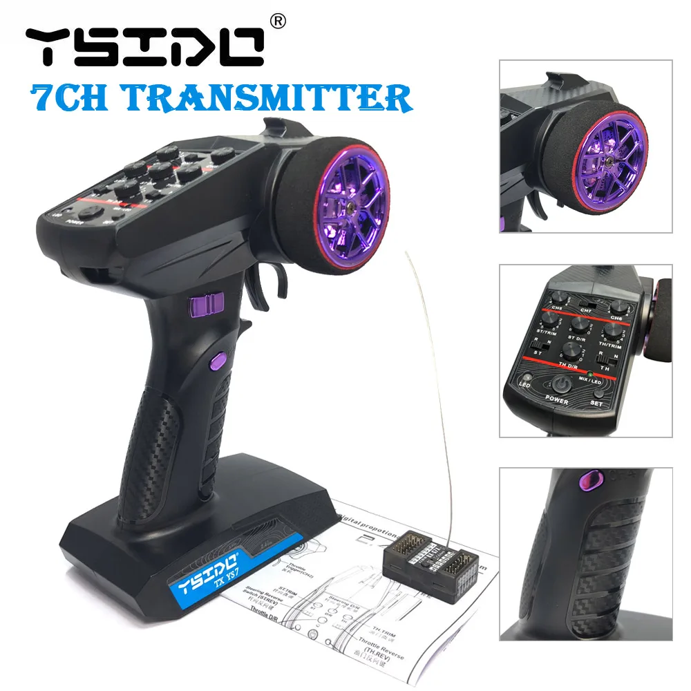 YSIDO 2.4G YS4 4Ch YS7 7CH Remote Control Digital Radio Transmitter with Receiver for 1/10 1/8