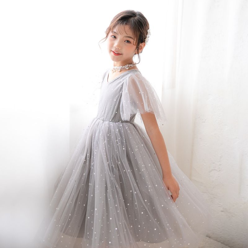 Fashion Baby Girl Elegant Princess Dress Bubble Sleeved TUTU Vestido Child Star Mesh Skirt Birthday Ball Gown Girls Dress 2-18Y