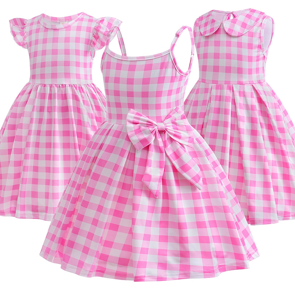 New Girl Cosplay Barbie Costume Kid Sleeveless Dress Children Halloween Barbie Dress Baby Birthday Party Pink Vestidos 2-11Years