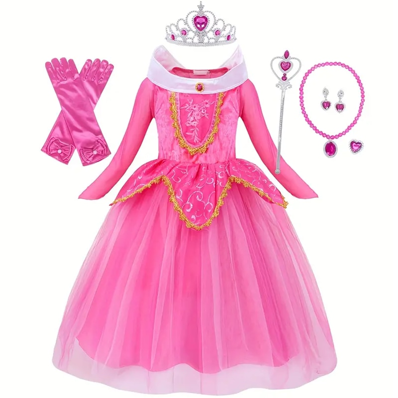 Fantasia Halloween Costume for Kids Snow White Cosplay Carnival Party Dress Birthday Barbi Pink Girls Princess Dress 4-10T