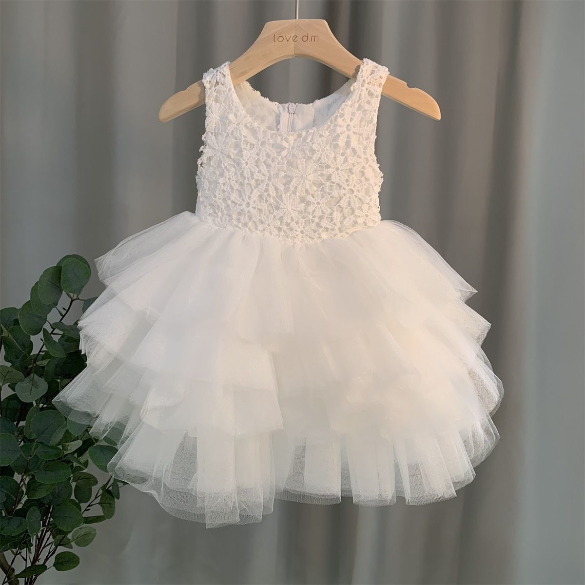 Summer Girl Baby Sleeveless Little Girl Dresses Princess Children White Wedding Dress Tulle Skirt Kids Dance Dress Vestidos