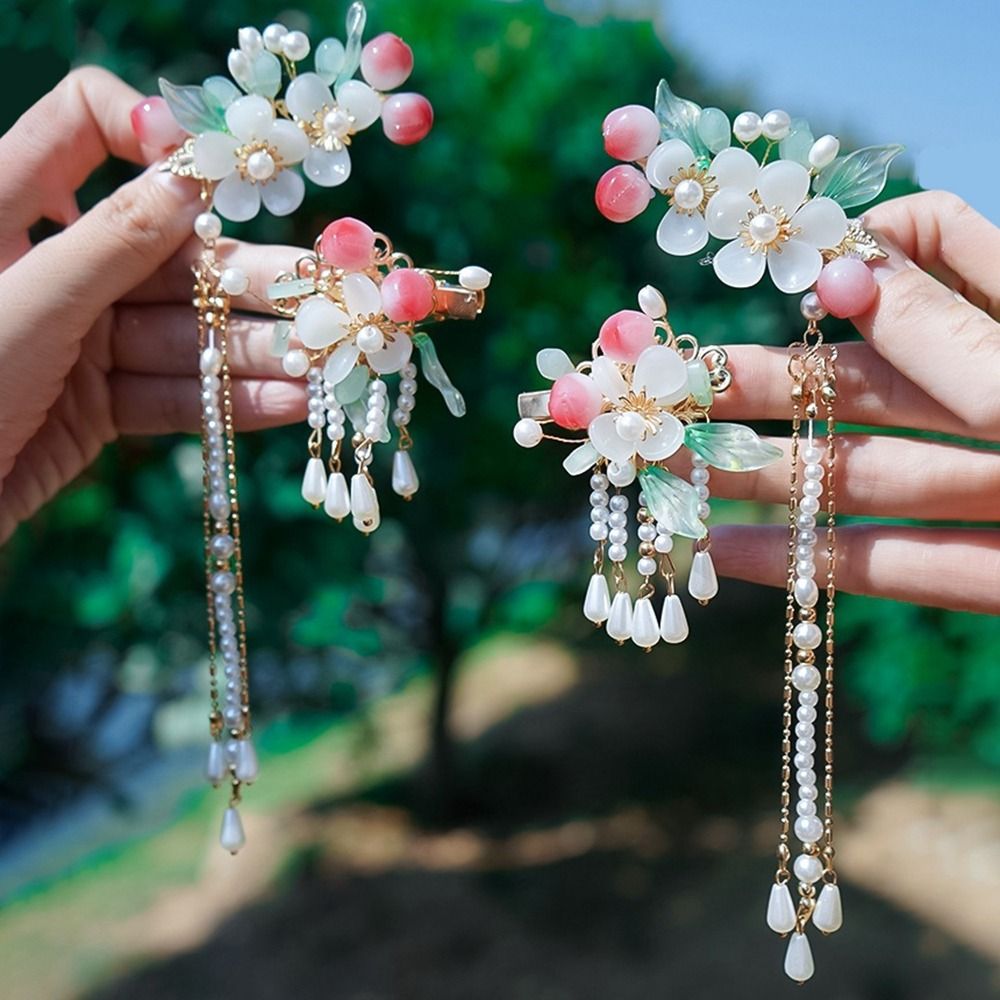 Design Tool Tassel Pearl Flower Chinese Style Headwear Hanfu Hair Clip Set Ancient Headwear Ancient Style Hairpin