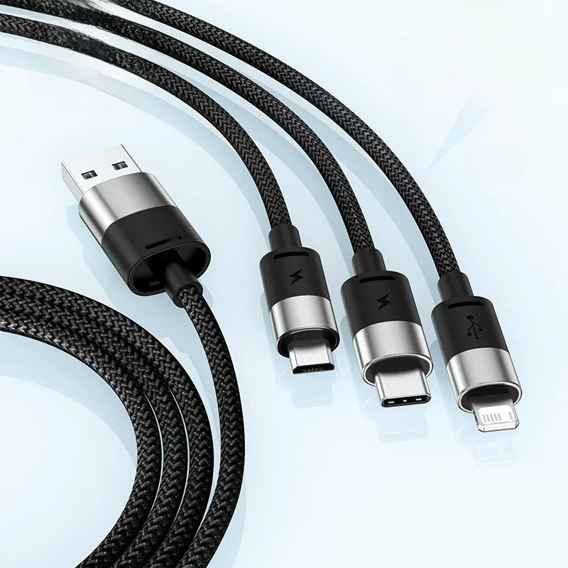 Baseus 3 in 1 USB C Cable for iPhone 14 13 12 Pro 11 3.5A Charger Cable Micro USB C Type C Cable for