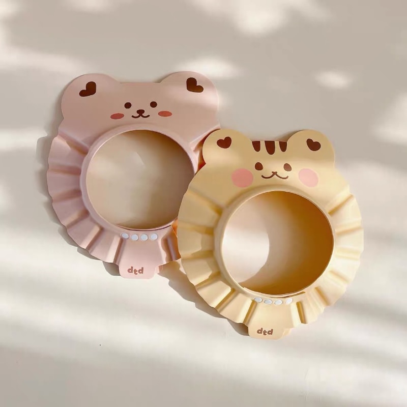 Cute Cartoon Shampoo Cap for Kids with Splashguard and Eye Protection -Adjustable and Durable Shower Hat for Toddlers