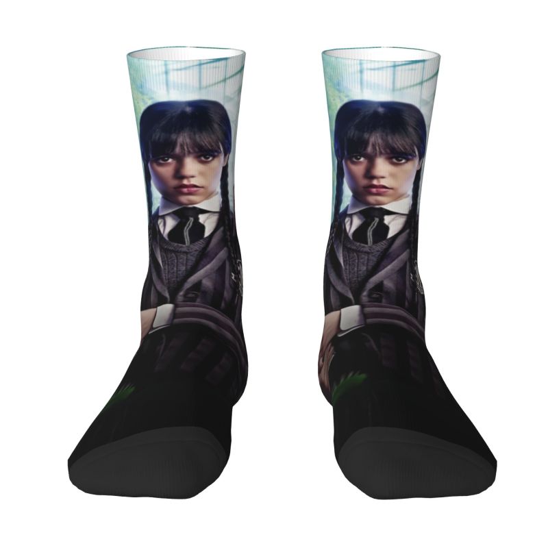 Comedy TV Wednesday Addams Dress Socks Men Women Warm Fashion Novelty Gothic Girl Crew Socks