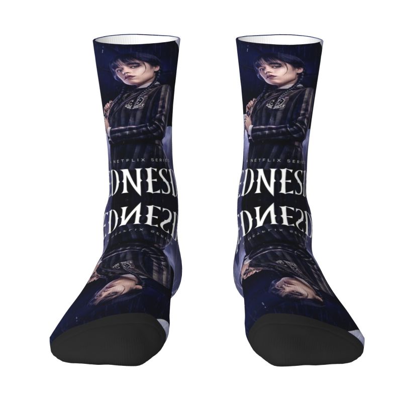 Wednesday Addams Dress Socks Men's Women's Warm Fashion Novelty Comedy Horror TV Crew Socks