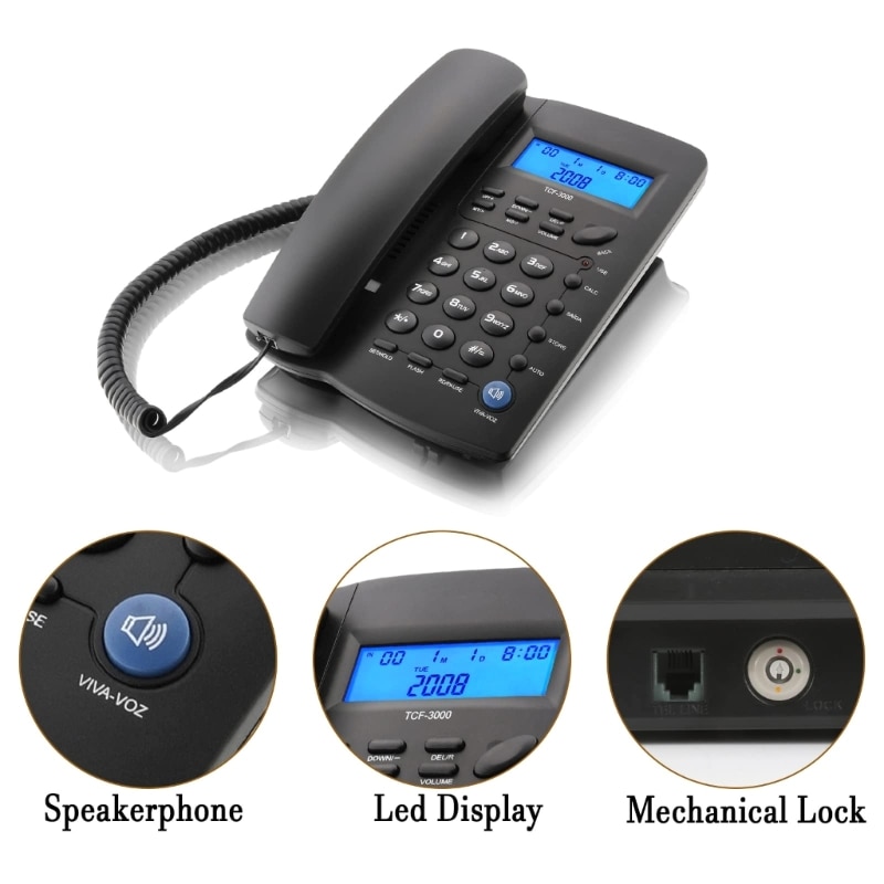 Corded Phone for Home Office Hotel Landline Telephone Speakerphone Caller Redial Light Business Landline Phone