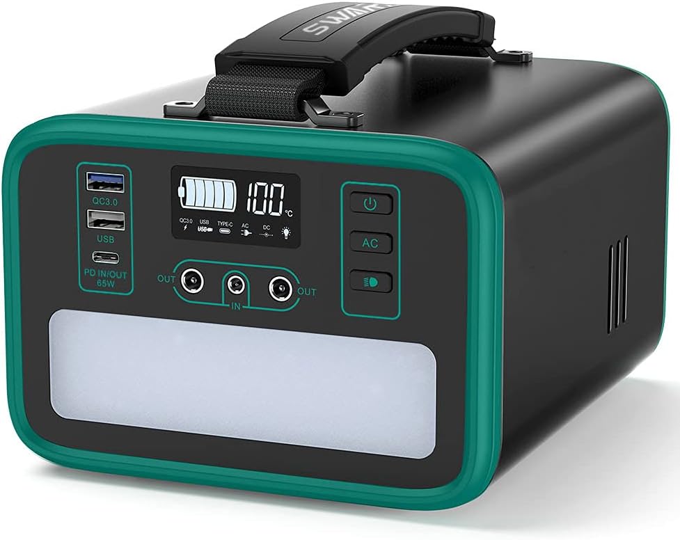 Portable Power Station LiFePO4 Battery 240Wh 110V Pure Sine Wave AC Outlet Type C PD 65W Bidirectional Charging Solar Generator