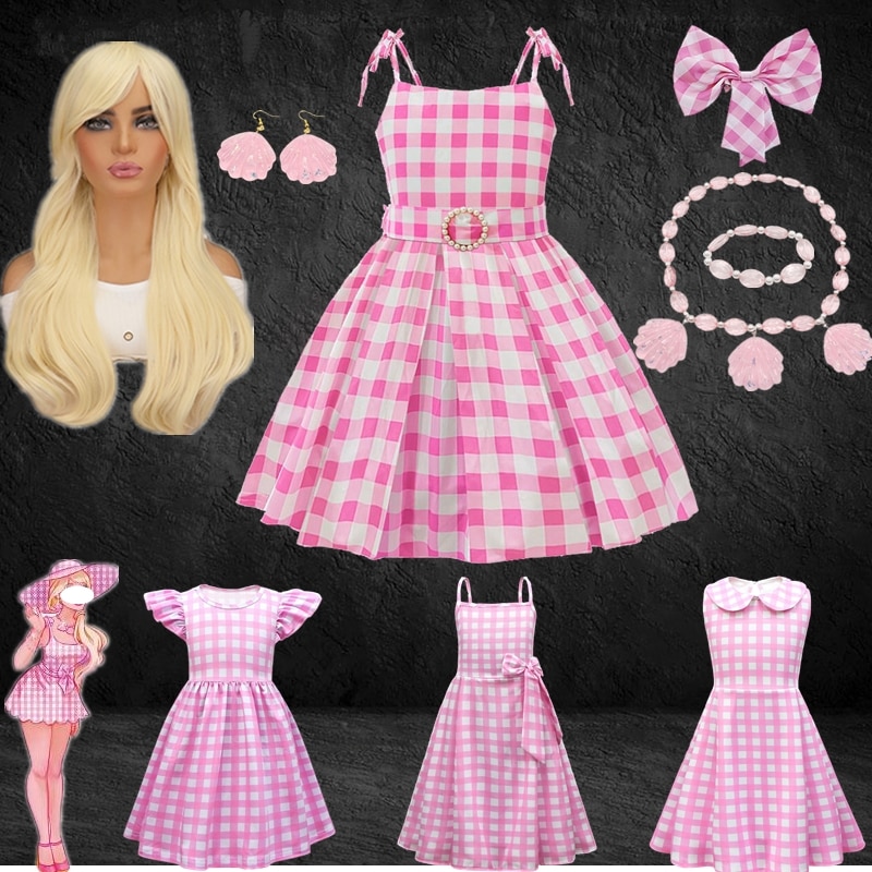 2023 Hot Movie Cosplay Costumes for Girls Kids Pink Outfits Princess Birthday Dress Halloween Uniform Party Clothes