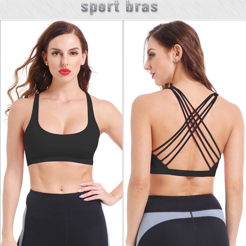 Backless Bra Cross Back Open Halter Sports Bras Sexy Vest Top Fitness Women Running Sport Shirt Bra Gym Compression Brassiere