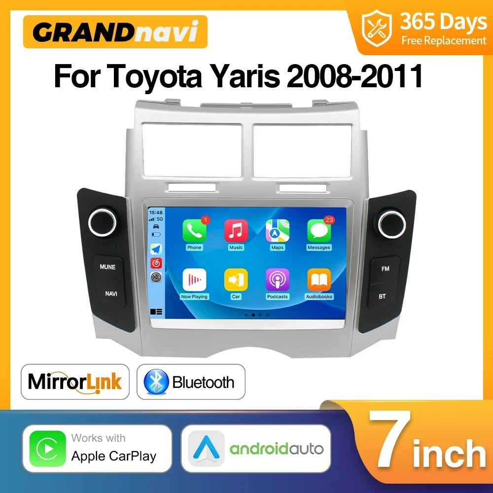 Grandnavi Android 11 Car Radio For Toyota Yaris 2008-2011 Stereo Wireless Carplay Android Auto 7
