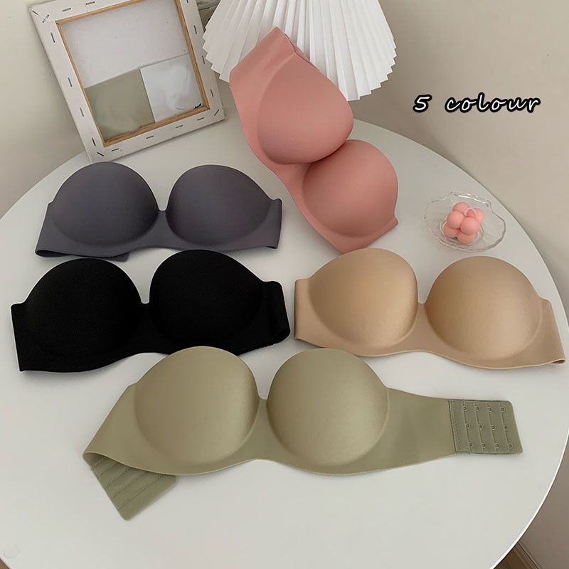 Women Sexy Underwear Bra Seamless Push Up Active Bra Solid Color Strapless Bralette Female Tube Top Lingerie New Wireless Bra