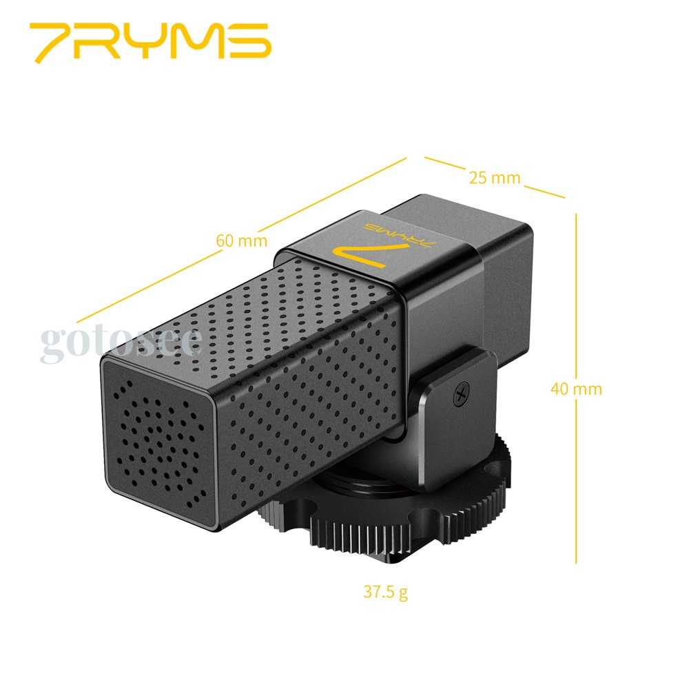 7RYMS MinBo Mini Camera Microphone with Stable Shock Mount Battery-free Shotgun Mic for Osmo DSLR Cameras Smartphones Podcast