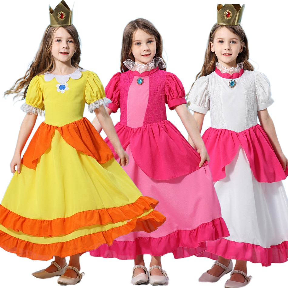 Baby Cosplay Costume Kids Princess Halloween Elegant Clothes Children Peach Performance Ruffles Fantasy Summer Christmas Dress