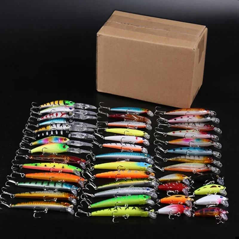 56/43/30/20/10/5Pcs Fishing Lures Kit Crankbait Tackle Minnow Popper Pencil Swimbaits Hook