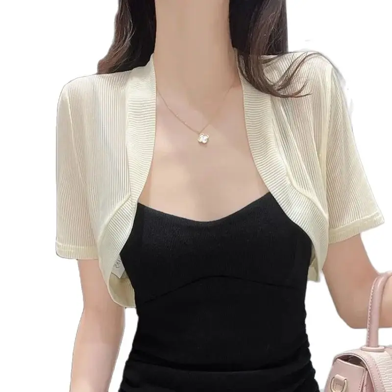 Short Sleeve Women Summer Bolero Cardigan Crop Tops Elegant Shrugs Wraps Shawls Cover Ups Bridal