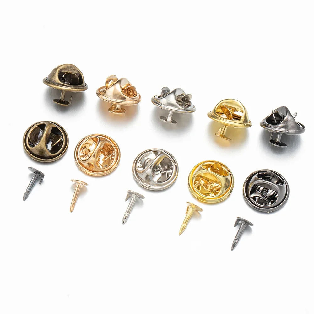 50pcs Nail Tie Tack Lapel Pin Back Clutch Scatter Butterfly Clasp Squeeze Round Pinch Clip Brooch