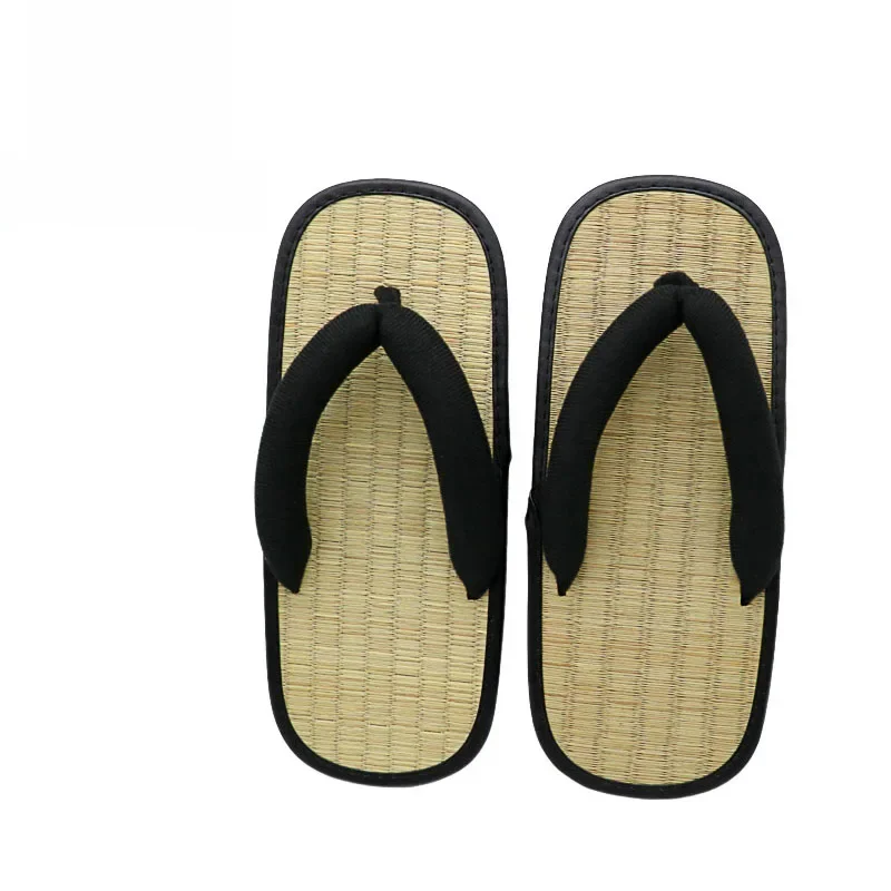 Bamboo Japanenes Shoes for Women House Tatami Slippers Platform Straw Flip Flops Wicker Sandals